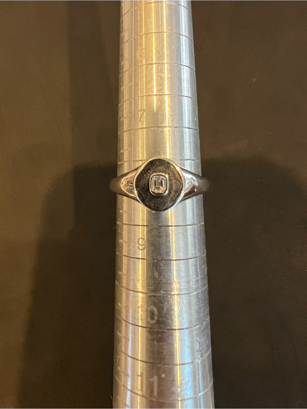 Sterling Silver Signet Ring with Natural Diamonds Center Stone